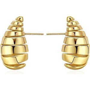 ⚡Gold Spiral Stud Earrings Unique Layered Twist Earrings for Women Fashion